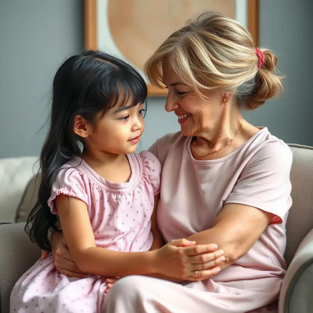 Mother and daughter sharing heartfelt moments, listening to insights.