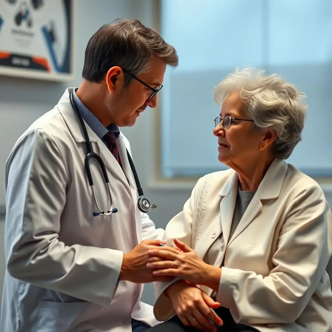 Doctor and patient engaging in compassionate conversation.